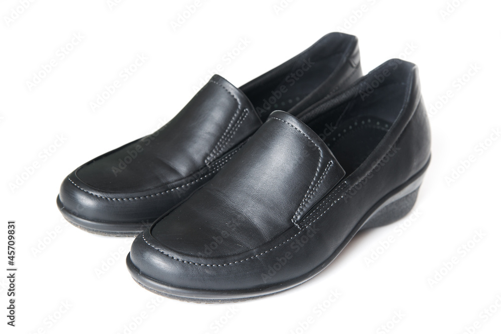 Women's black leather shoes isolated on white Women's black leather shoes isolated on white
