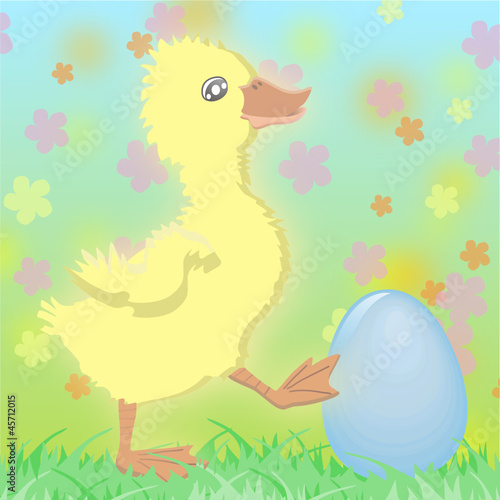 Entenküken mit Osterei