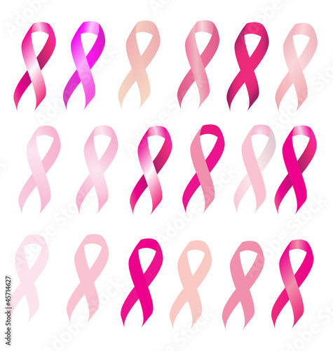 Set of 18 breast cancer pink ribbons