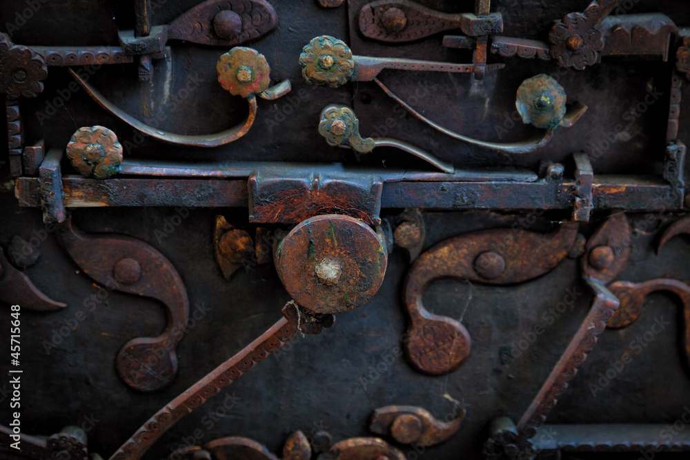 Rusty lock of an antique Spanish strongbox Rusty lock of an antique Spanish strongbox