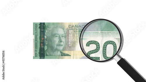 20 Canadian Dollars Magnified