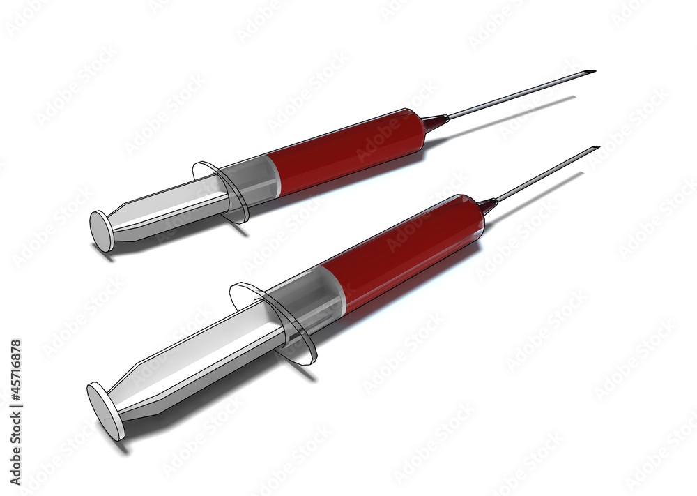 filled syringe on white background - isolated 3d illustration filled syringe on white background - isolated 3d illustration