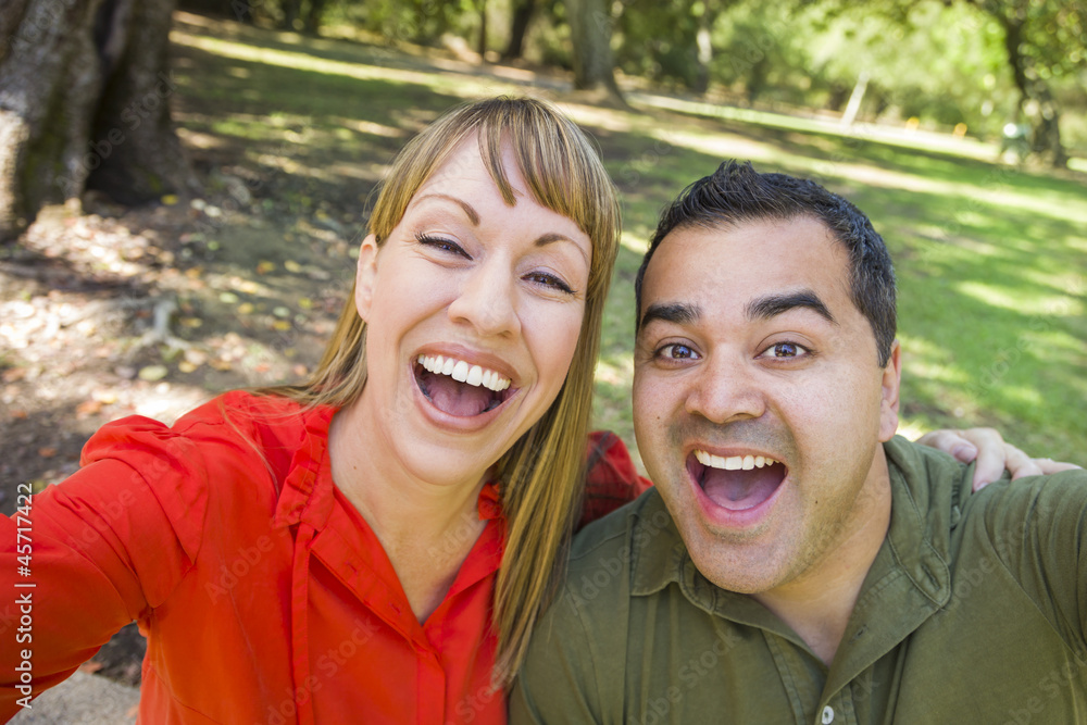 Mixed Race Couple Self Portrait at the Park Mixed Race Couple Self Portrait at the Park