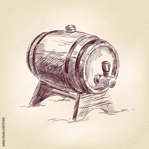 cask of wine drawing vector illustration