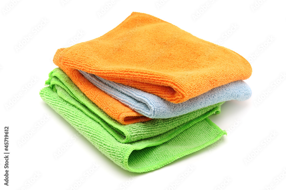 Colorful cloths microfiber isolated on white background Colorful cloths microfiber isolated on white background