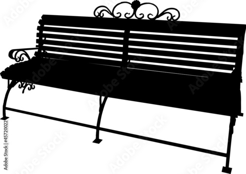 single black bench isolated on white