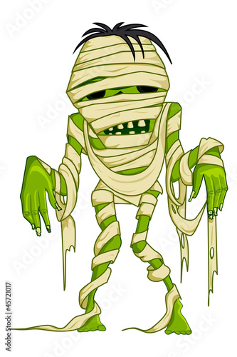 vector illustration of scary Halloween mummy with bandage