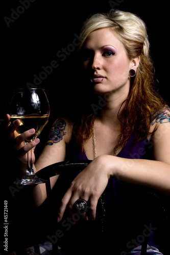 Close up on a Woman with Wine