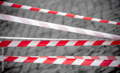 Red and white striped tapes. Restricted area border