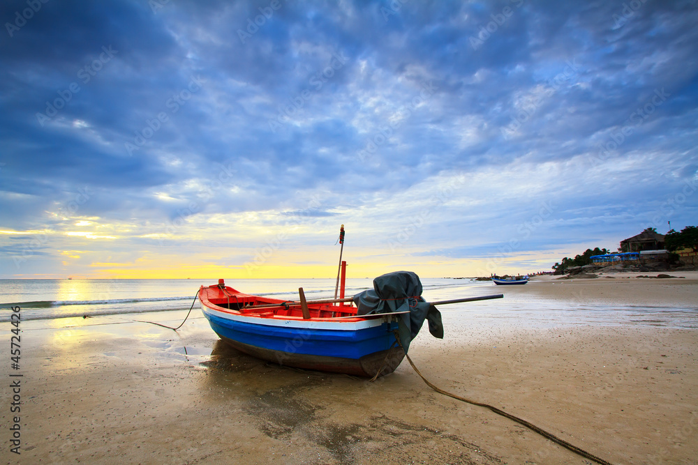 fishing boat on the huahin beach, Thailand