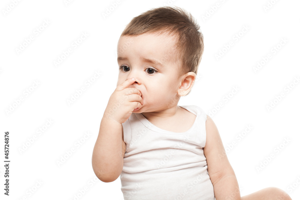 Little child eating healthy food fruits Little child eating healthy food fruits