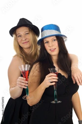 two pretty women with champagne glass