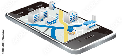 smart phone with 3D map