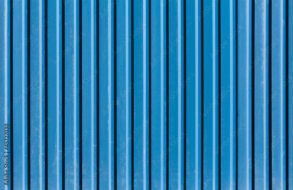 Obraz premium Vertical ridged blue painted metal wall texture