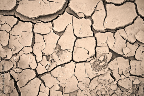 Detailed dry cracked clay background texture