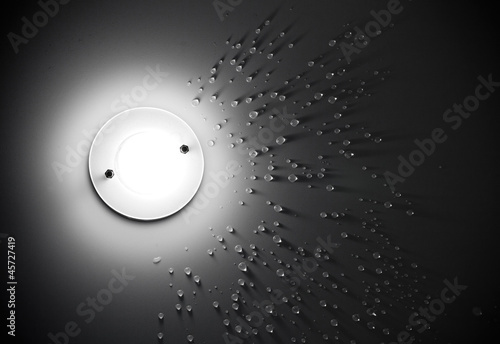 Tableau sur toile Water drops on the embossed surface of tension ceiling