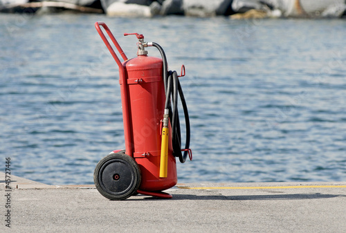 fire extinguisher on trolley photo