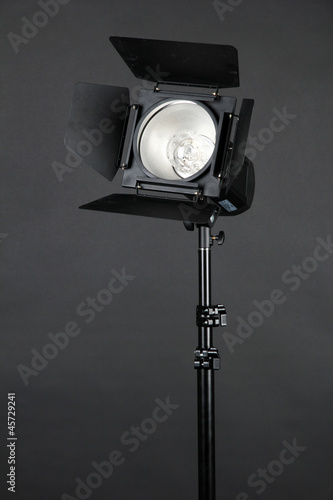 Studio lighting on black background close-up