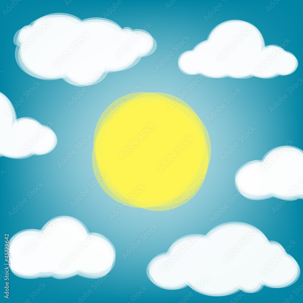 Sky background with transparent clouds and sun. Sky background with transparent clouds and sun.