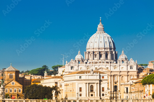 St Peters basilica and river Tiber, Rome