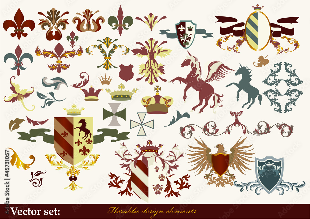 heraldry elements for your heraldic design projects Stock Vector ...