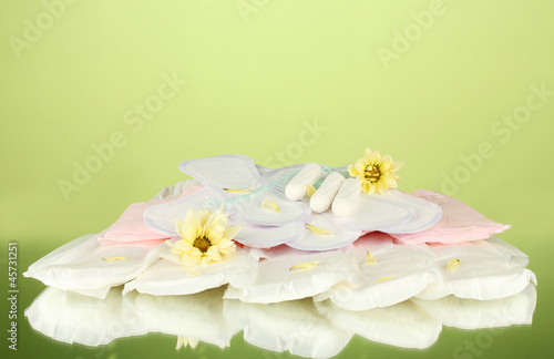 various types of sanitary pads and tampons