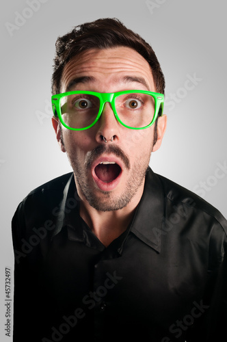 astonished man with green eyeglasses © Eugenio Marongiu