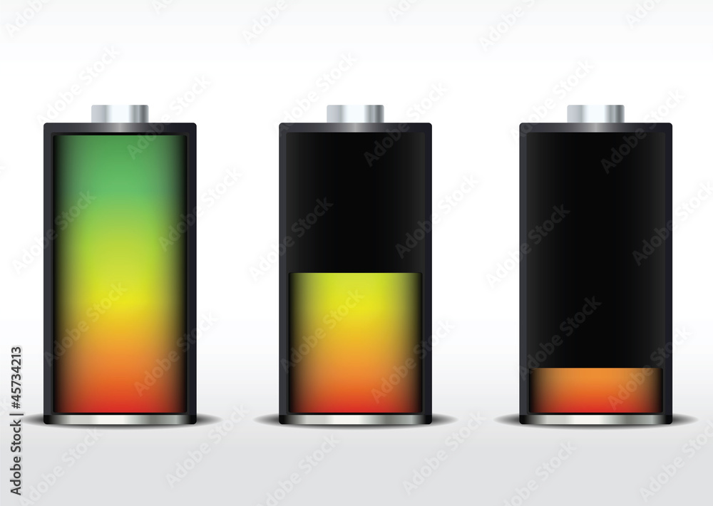 Set of battery charge level indicators Set of battery charge level indicators