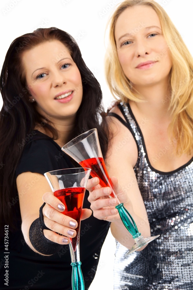 two pretty woman with champagne glass two pretty woman with champagne glass
