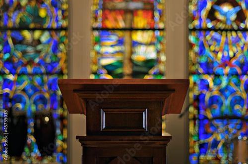 Church Pulpit with Stained Glass