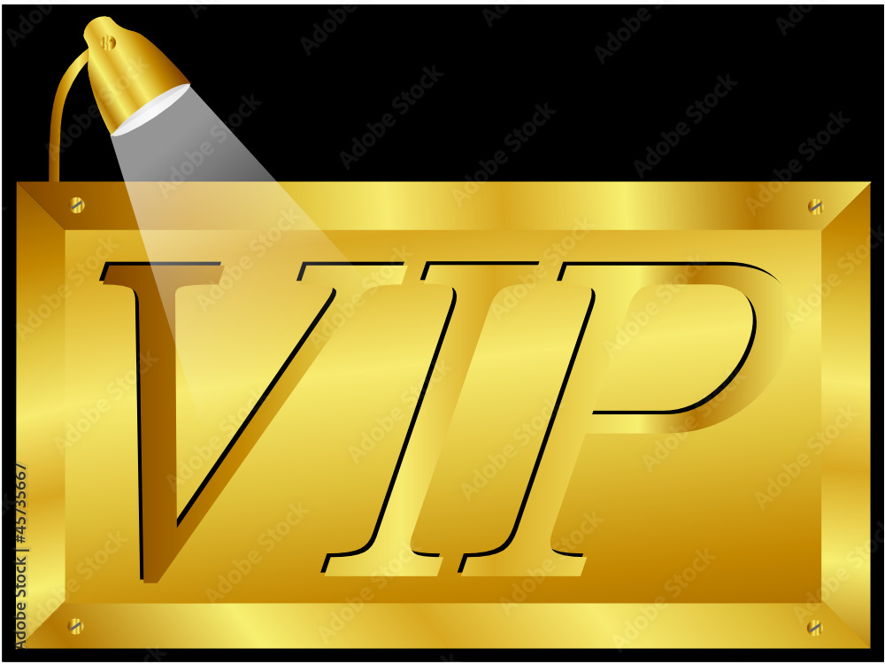 Schild - VIP in Gold mit Beleuchtung Stock Vector | Adobe Stock