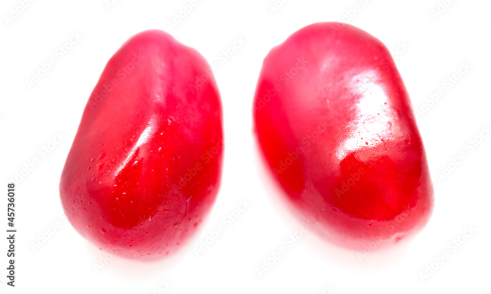 pomegranate on a white background. macro pomegranate on a white background. macro