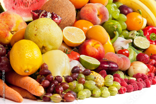 Huge group of fresh vegetables and fruits