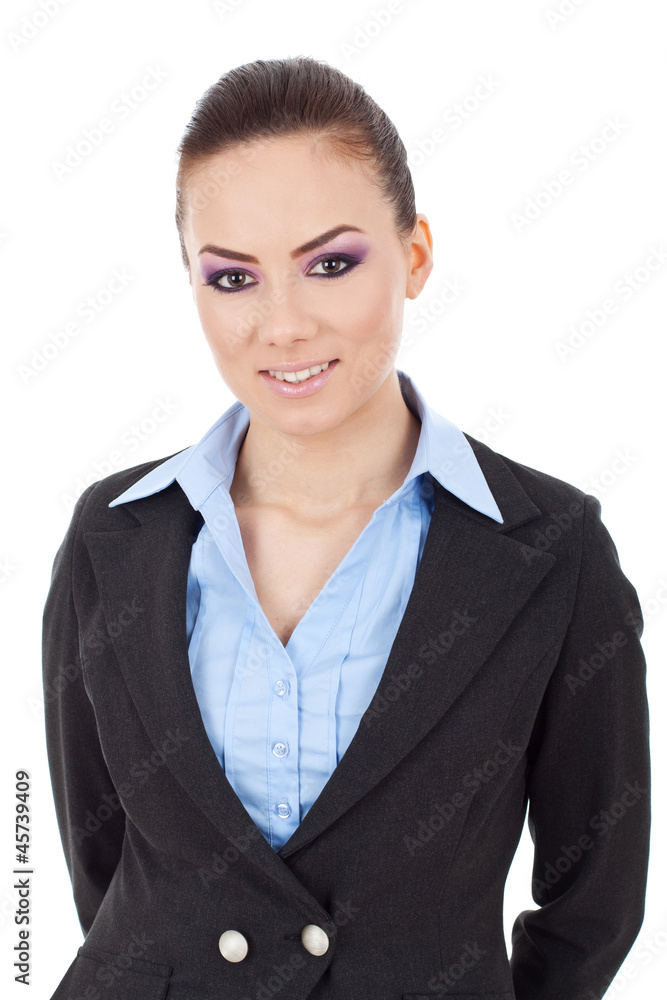 business woman with hands behind business woman with hands behind