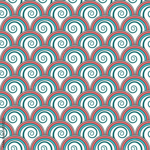 Seamless bright floral background with spiral growing plants