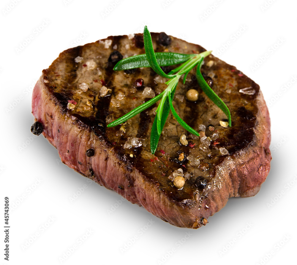 Grilled bbq steak on white background Grilled bbq steak on white background
