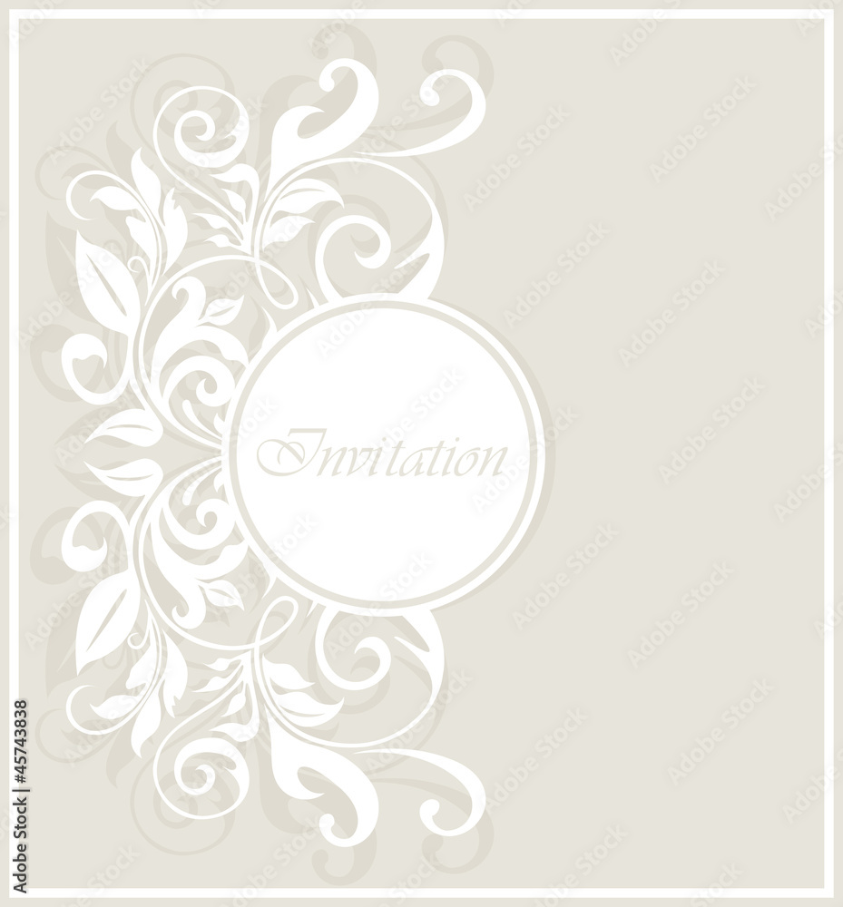 Invitation vintage card with floral elements.