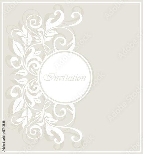Invitation vintage card with floral elements.