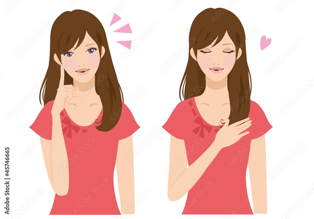 女性/仕草/気づき/安心 女性/仕草/気づき/安心