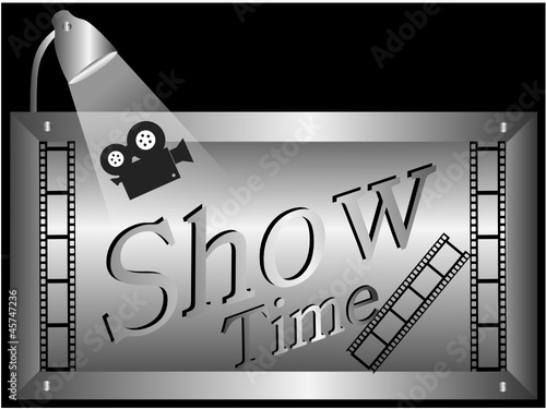 Schild - Show Time in Silber Beleuchtet