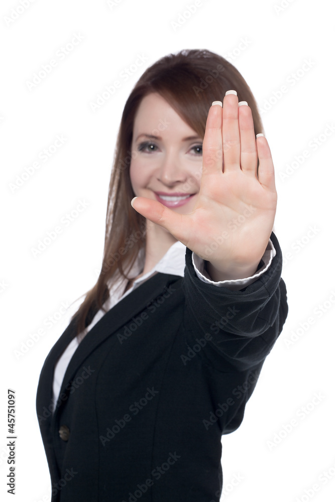 businesswoman with a stop gesture businesswoman with a stop gesture