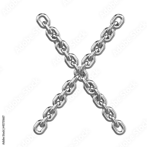 3d Chain Alphabet Font - X