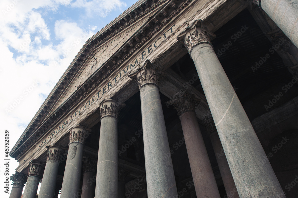 Exterior view of the Pantheon, an ancient Roman temple in Rome