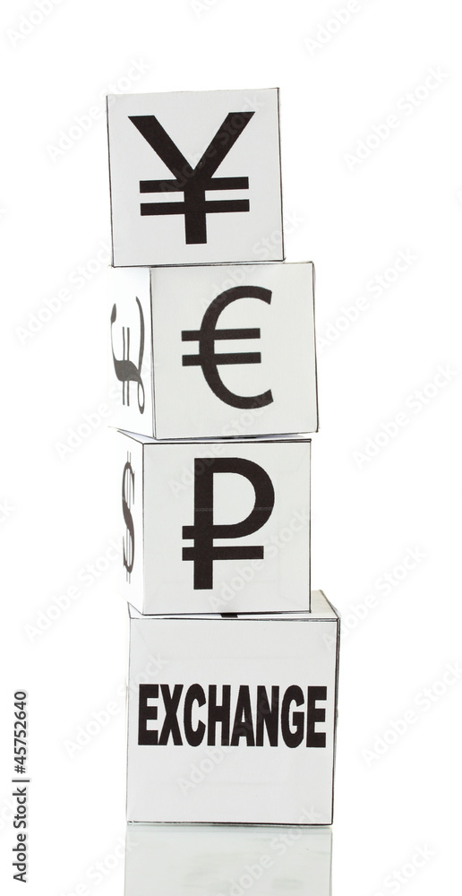 forex. currency in the white dices on white background forex. currency in the white dices on white background