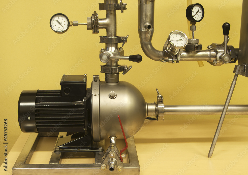 Naklejka premium Pump, connecting pipes and control elements