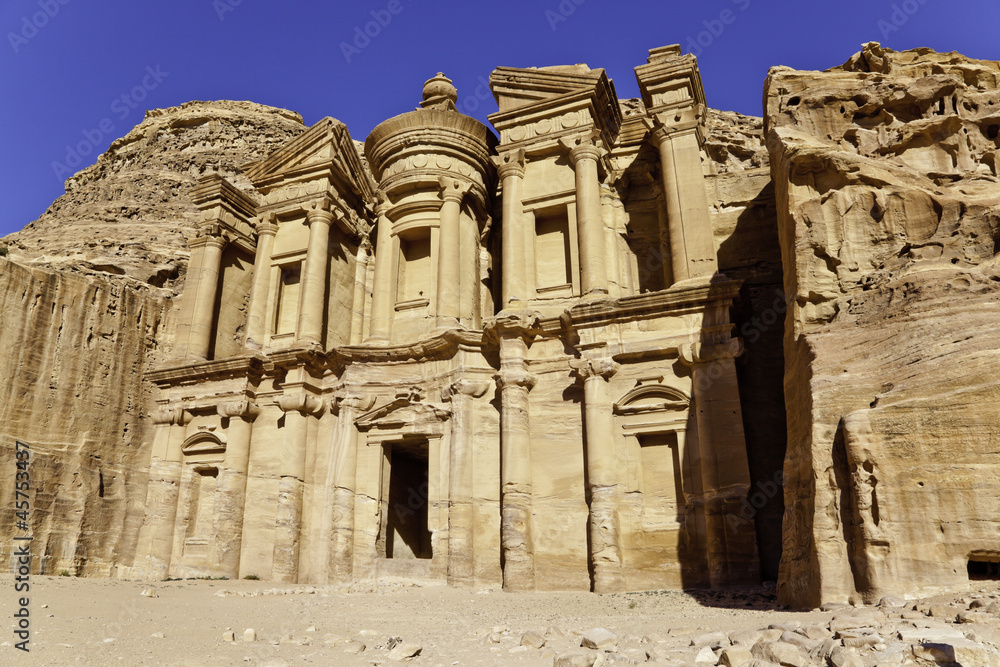 monumental facade of ed dier in petra, jordan