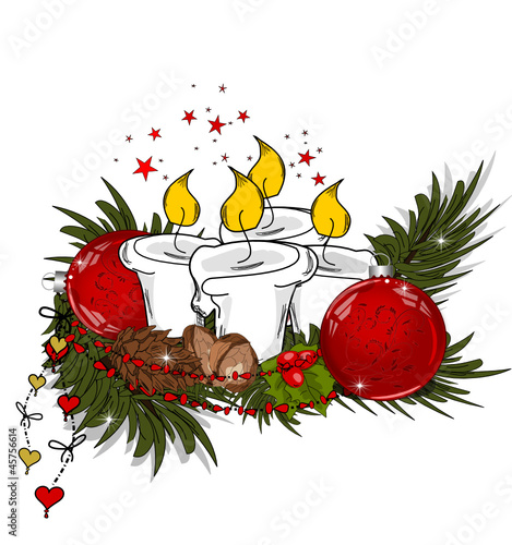 Weihnachten, Adventskranz mit Kerzen
