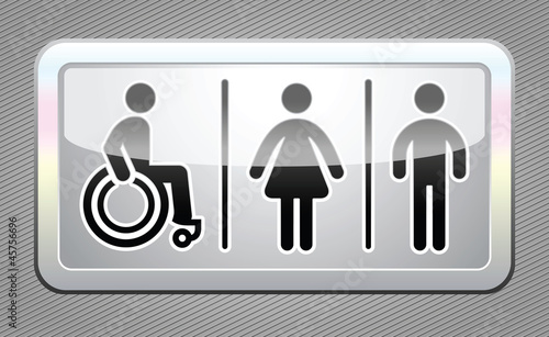 Restroom symbol, gray button