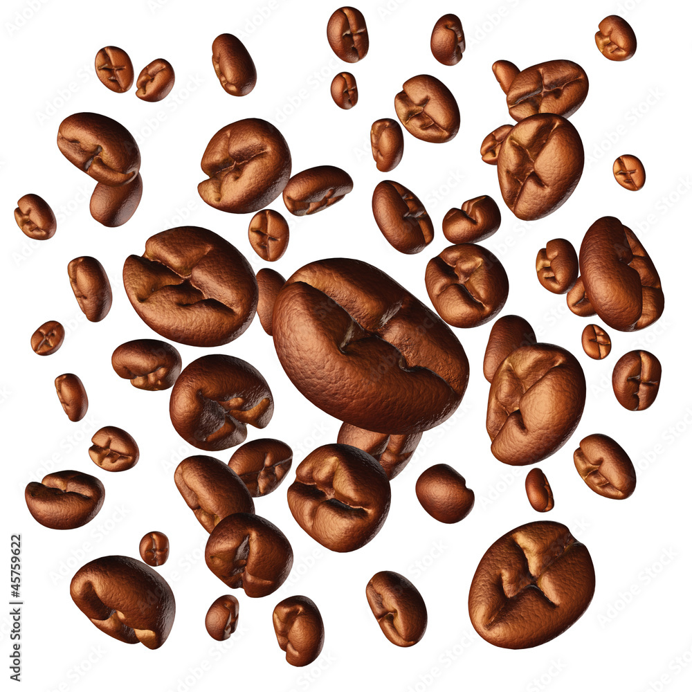 Fototapeta premium Coffee beans isolated on white