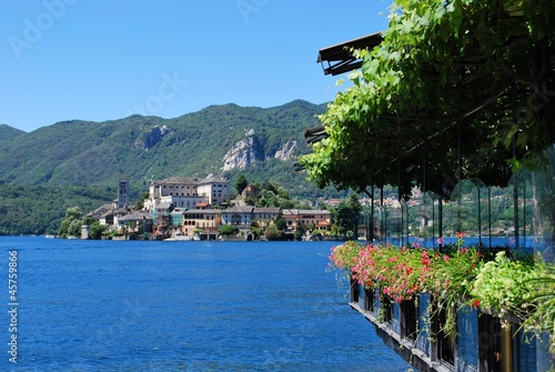 Bild auf Leinwand Orta St. Giulio island on Orta lake, Piedmont, Italy